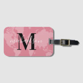 Name des Monogrammes des Weltreisenden Pink-Karte Gepäckanhänger (Vorderseite (Horizontal))