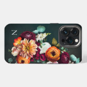 Name des Monogrammes Elegant Botanische Flora rust iPhone Hülle (Rückseite (Horizontal))