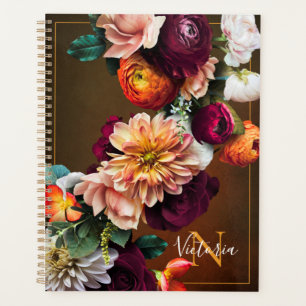 Name des Monogrammes Elegant Botanische Flora rust Planer