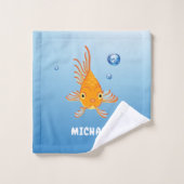 Name des Monogrammes "Fublau"und "Orange Goldfish" Badhandtuch Set (Waschlappen)