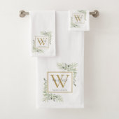 Name des Monogrammes für Aquarellgrün Badhandtuch Set (Insitu)