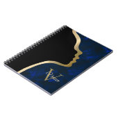 Name des Monogrammes für Schwarz und Gold Notizblock (Linke Seite)
