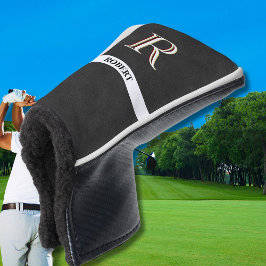 Name des Monogrammes für schwarzes Leder Textur Golf Headcover