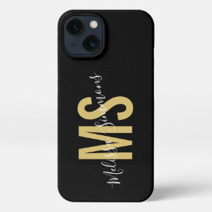 Name des Monogrammes mit schwarzem Gold iPhone 13 Hülle