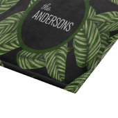 Name des Monogrammes moderner tropischer Blätter Schneidebrett (Ecke)