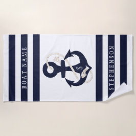 Name des Monogrammes Nautic Anchor Navy White Stri Strandtuch