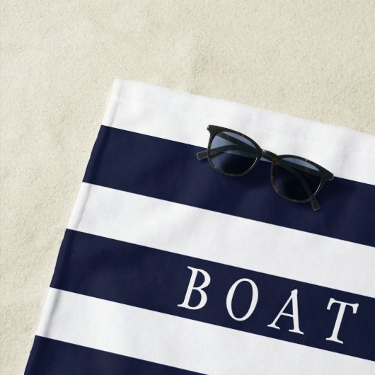 Name des Monogrammes Nautic Anchor Navy White Stri Strandtuch (Beispiel)