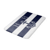 Name des Monogrammes Nautic Navy Blue Anchor Coast Badematte (Schrägansicht)