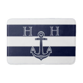 Name des Monogrammes Nautic Navy Blue Anchor Coast Badematte