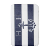 Name des Monogrammes Nautic Navy Blue Anchor Coast Badematte (Vorderseite Vertikal)