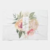 Name des Monogrammes "Peony and Gold Foil Blogram  Geschirrtuch (Horizontal)