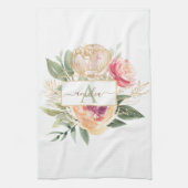 Name des Monogrammes "Peony and Gold Foil Blogram  Geschirrtuch (Vertikal)