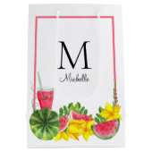 Name des Monogrammes Pink Watermelon Mittlere Geschenktüte (Rückseite)