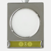 Name des Monogrammmusters der modernen Blume Banner-Ornament Silber (Vorderseite)