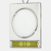 Name des Monogrammmusters der modernen Blume Banner-Ornament Silber (Links)