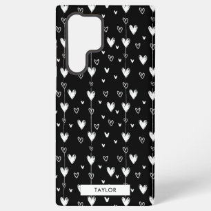 Name des Monogrammmusters des Schwarz-weißen Doodl Samsung Galaxy Hülle