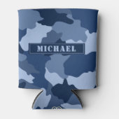 Name des Monogrammmusters für blaues Camouflage Dosenkühler (Vorderseite)