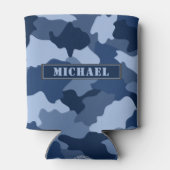 Name des Monogrammmusters für blaues Camouflage Dosenkühler (Rückseite)
