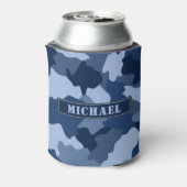 Name des Monogrammmusters für blaues Camouflage Dosenkühler (Kanne Rückseite)