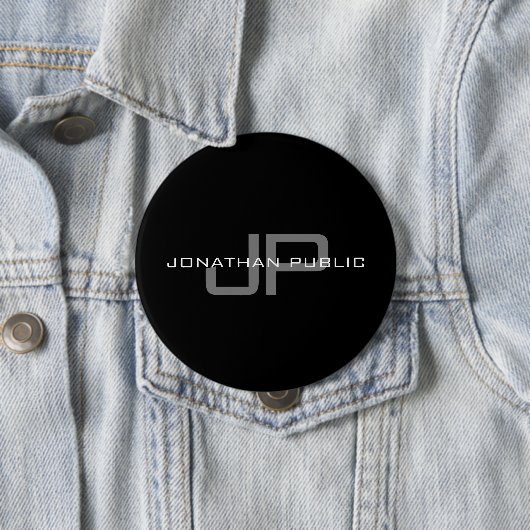 Name des Monogramms Anfangsbuchstaben Schwarze Vor Button (Beispiel)