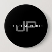 Name des Monogramms Anfangsbuchstaben Schwarze Vor Button (Vorderseite)