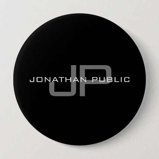 Name des Monogramms Anfangsbuchstaben Schwarze Vor Button (Vorderseite)