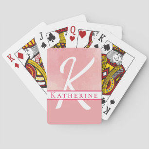 Name des Monogramms Aquarellfarbe Rosa Spielkarten