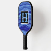 Name des Monogramms aus blauem Marmor Personalisie Pickleball Schläger (Links)