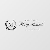 Name des Monogramms Black Laurel Wreath Fensteraufkleber (Blatt)