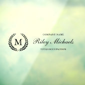 Name des Monogramms Black Laurel Wreath Fensteraufkleber (Blatt 3)