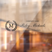 Name des Monogramms Black Laurel Wreath Fensteraufkleber (Blatt 2)