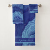 Name des Monogramms "Blue Agate Marble" Badhandtuch Set (Insitu)
