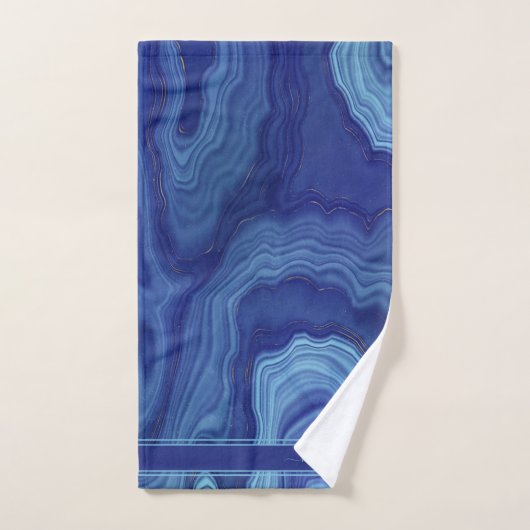Name des Monogramms "Blue Agate Marble" Badhandtuch Set (Handtuch)