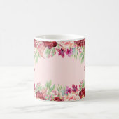 Name des Monogramms Burgund Blush Floral Kaffeetasse (Mittel)