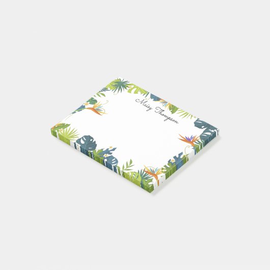 Name des Monogramms der tropischen Blumenrinde Post-it Klebezettel (angewinkelt)