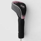 Name des Monogramms des eleganten rosa Glitzer Golf Headcover (angewinkelt)
