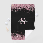 Name des Monogramms des eleganten rosa Glitzer Golfhandtuch (Insitu)