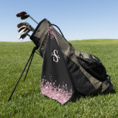 Name des Monogramms des eleganten rosa Glitzer Golfhandtuch (Gras)