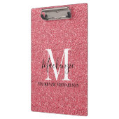 Name des Monogramms des Girl-Rosa-Glitzer Klemmbrett (Links)