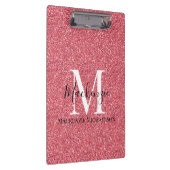 Name des Monogramms des Girl-Rosa-Glitzer Klemmbrett (Rechts)