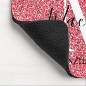 Name des Monogramms des Girl-Rosa-Glitzer Mousepad (Ecke)