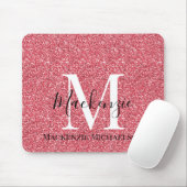 Name des Monogramms des Girl-Rosa-Glitzer Mousepad (Mit Mouse)