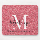 Name des Monogramms des Girl-Rosa-Glitzer Mousepad (Vorne)