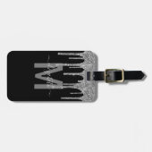 Name des Monogramms des Girl Silver Drivers Glitze Gepäckanhänger (Vorderseite horizontal)