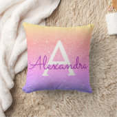 Name des Monogramms des lila rosa Glitzer Kissen (Decke)