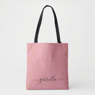 Name des Monogramms des rosa Goldsparkels-Glitzer Tasche