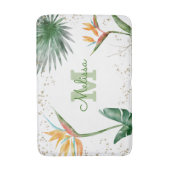 Name des Monogramms des weißen Gold Tropical Flora Badematte (Vorderseite Vertikal)