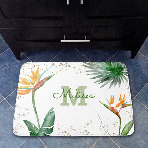 Name des Monogramms des weißen Gold Tropical Flora Badematte