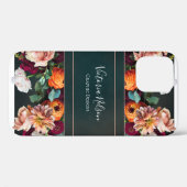 Name des Monogramms Elegant Floral Rustikales Blac Case-Mate iPhone Hülle (Rückseite (Horizontal))