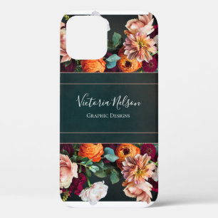 Name des Monogramms Elegant Floral Rustikales Blac Case-Mate iPhone Hülle